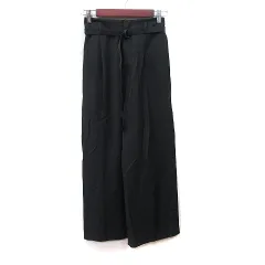 ロートレアモン LAUTREAMONT ワイドパンツ ハイウエスト 麻混 リネン混 36 S 黒 ブラック /YI