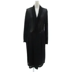 バジーレ BASILE 28 ニットカーディガン ロング丈 ショールカラー カシュクール 麻 リネン混 大きいサイズ 46 3L 黒 ブラック /YS30のサムネイル