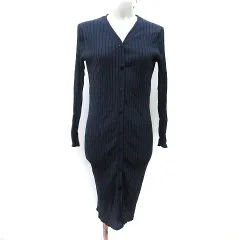 ナチュラルビューティーベーシック NATURAL BEAUTY BASIC ロングカーディガン カットソー リブ 長袖 M 紺 ネイビー /YI