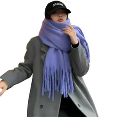 [レグエイト] マフラー レディース 厚手 ストール 大判 秋 冬 肩掛け 巻き物 防寒 暖かい 単色 羽織り おしゃれ 可愛い (パープル) [パープル]