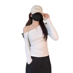 [レグエイト] オフショルダー トップス 長袖 レディース ワンショルダー カットソー 薄手 スリム ストレッチ シンプル 肌見せ 春 夏 秋 (JP, アルファベット, M, ホワイト) [ホワイト] [M]