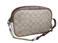 超美品 COACH コーチ ショルダーバッグ シグネチャー CA172 ライトカーキ×チョークマルチ【金具色】ライトゴールド PVCコーティングキャンバス×レザー レディース ジェイミー カメラ バッグ B2261-CA172