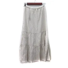 ローリーズファーム LOWRYS FARM フレアスカート ギャザー ロング ティアード F ベージュ /YI