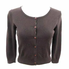 アプワイザーリッシェ Apuweiser-riche カーディガン ニット ショート丈 七分袖 2 M 茶 ブラウン /YK