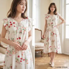 LAISSE PASSE レッセパッセ【36】膝丈ワンピース 白系 花柄 春