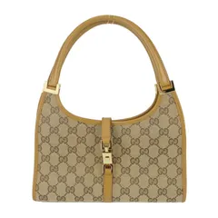 超美品 GUCCI グッチ ハンドバッグ ジャッキー 002 1068 ベージュ系 ライトブラウン系 ゴールド金具 GGキャンバス レザー レディース ショルダーバッグ