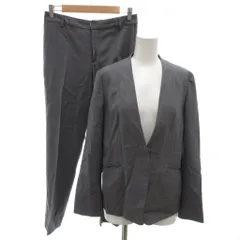 グリーンレーベルリラクシング ユナイテッドアローズ green label relaxing 美品 セットアップ ノーカラージャケット スラックス ウール 40 灰色 グレー 無地 /SJ ■GY60