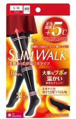 スリムウォーク 美脚あったか温ツボタイツ SM ブラック 着圧タイツ