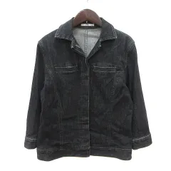 23区 オンワード樫山 デニムジャケット Gジャン ジージャン 七分袖 40 黒 ブラック /MS