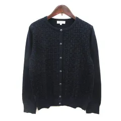 スープ SOUP カーディガン ニット レース 長袖 11 紺 ネイビー /MS