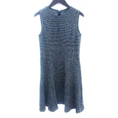 セオリー Theory ワンピース ひざ丈 ツイード ノースリーブ 0 S 紺 ネイビー /AU