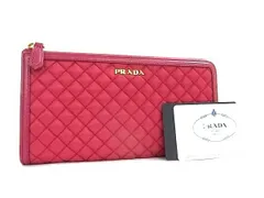 PRADA プラダ 財布 1M1183 ピンク系 テスートナイロン レザー レディース L字ファスナー 長財布 キルティング 超美品