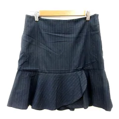 ザラウーマン ZARA WOMAN フレアスカート ミニ ストライプ S 紺 ネイビー /MN