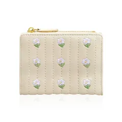 [SPooooN!] 財布 小学生 中学生 女の子 レディース 二つ折り ミニウォレット 子供財布 小銭入れ コンパクト 子供用 多機能（クリーム） [クリーム]