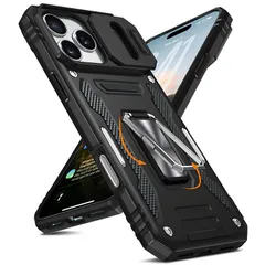 【新品】 mneudedu 対応 iPhone 17 Pro Max 用の ケース リング 耐衝撃 車載ホルダー対応 カメラ保護 傷防止 米軍MIL規格 携帯カバー 滑り止め 指紋防止 頑丈 タンド タフ・アーマー おしゃれ TPU+PC材質 ブラック 1