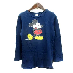 デニムダンガリー DENIM DUNGAREE カットソー Tシャツ クルーネック プリント 長袖 150 L 紺 ネイビー /MN