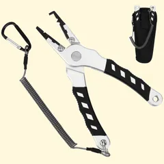 SANLIKE サンライク フィッシングプライヤー スプリットリングプライヤー ラインカッタープライヤー 釣り 多機能 軽量 専用ケース付き シルバー/ゴールド