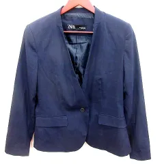 ザラ ZARA ジャケット テーラード 総裏地 チェック 42 紺 ネイビー /RT