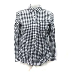チャオパニック ティピー CIAOPANIC TYPY シャツ ギンガムチェック 長袖 S 黒 ブラック 白 ホワイト /YI