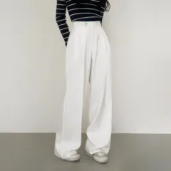 ツータック ワイド スラックス 白 M