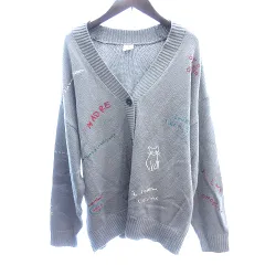 ニコアンド Niko and.. ニット カーディガン オーバーサイズ 刺繍 長袖 F グレー /AU
