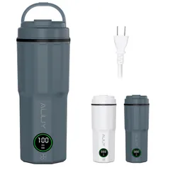 Aliliyポータブル電気ケトル【2025冬革新版 5分急速沸かし】温度調節 海外/日本対応 100-240V トラベルケトル 400ML 小型 携帯 300W 湯沸かしケトル 保温 キャンプ・宿泊・トラベル・出張・車中泊・【送料無料】【☆Yuki☆Shop】