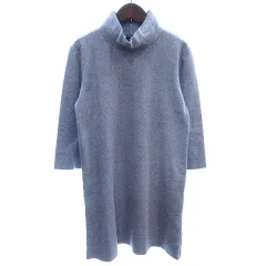 ザラ ZARA ニット ワンピース ミニ オフネック 七分袖 S 紺 ネイビー /AU