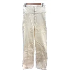 スナイデル SNIDEL デニムパンツ ジーンズ ストレート ハイウエスト センターステッチ レースアップ 1 M アイボリー 白 ホワイト /AU