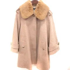 グリーンレーベルリラクシング ユナイテッドアローズ green label relaxing コート ステンカラー 総裏地 ウール ラビットファー キャメル /RT 