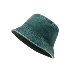 [Capprecier] バケットハット バケハ メンズ 帽子 デニム風 ハット 洗い加工 春 夏 秋 冬 カジュアル 紫外線対策 UVカット 小顔効果 折りたたみ アウトドア キャンプ フェス 登山 おしゃれ 男女兼用 [ダークグリーン] [58.0 cm]