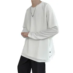 [Capprecier] ロンt メンズ 長袖 tシャツ ビッグシルエット 無地 速乾 大きいサイズ 体型カバー 春 秋 ロングtシャツ おしゃれ カジュアル トップス (3XL, ホワイト) [ホワイト] [3XL]