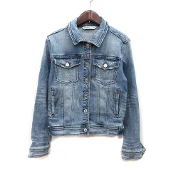 ザラ ベーシック ZARA BASIC ジャケット デニム ジージャン Gジャン ダメージ加工 紺 ネイビー /YI