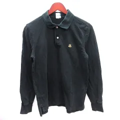 ブルックスブラザーズ BROOKS BROTHERS ポロシャツ 鹿の子 刺繍 長袖 S 黒 ブラック /AU