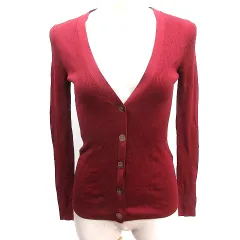 ユナイテッドアローズ UNITED ARROWS ニット カーディガン リブ 絹 シルク 長袖 38 M ボルドー 赤 レッド /AU