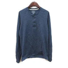 エルエルビーン L.L.BEAN ヘンリーネック カットソー 長袖 S 紺 ネイビー /YI
