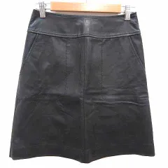 ボールジー BALLSEY トゥモローランド 台形スカート ミニ レザー 羊革 36 S 黒 ブラック /YK