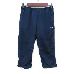 アディダス adidas クロップドパンツ 刺繍 S 紺 ネイビー /YI