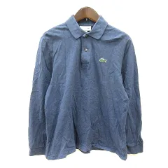 ラコステ LACOSTE ポロシャツ ワンポイント 長袖 S 紺 ネイビー /MN