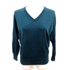 23区 オンワード樫山 ニット カットソー Vネック 長袖 ウール 38 ダークグリーン /RT