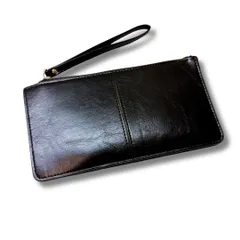 [Capprecier] 長財布 財布 コンパクト財布 レディース ファスナー クラッチ スリムウォレット 薄型 軽い財布 札入れ PUレザー ストラップ おしゃれ (ブラック) [ブラック]