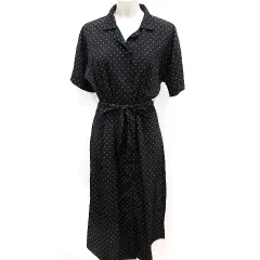 ロペピクニック ROPE Picnic ワンピース Aライン ロング 長袖 ドット ウエストマーク 38 黒 ブラック /RT