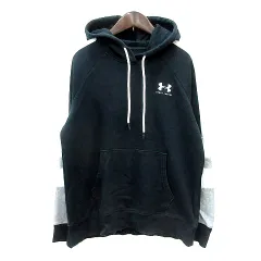 アンダーアーマー UNDER ARMOUR パーカー プルオーバー ロゴプリント ライン 長袖 裏起毛 M 黒 ブラック /MN