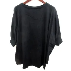 ピュアルセシン pual ce cin ニット カットソー Uネック 半袖 黒 ブラック /RT