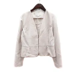 ナチュラルビューティー NATURAL BEAUTY ノーカラージャケット 38 M 白 アイボリー /MN