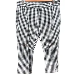 イエナ IENA クロップドパンツ ギンガムチェック 36 黒 ブラック 白 ホワイト /RT