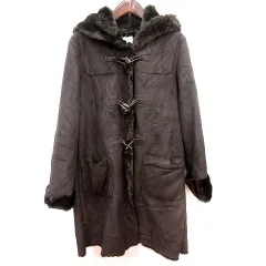 ナノ&コー nano&co ダッフルコート 裏ボア フード付 36 茶 ブラウン /RT