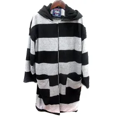 ロデオクラウンズ Rodeo Crowns カーディガン ニット ロング フード付 長袖 ボーダー M グレー 黒 ブラック /RT