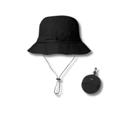 [Capprecier] サファリハット メンズ レディース ハット 折りたたみ UVカット 帽子 防水 通気 紫外線対策 超軽量速乾 バケットハット アウトドア 登山 キャンプ 春 夏 秋 男女兼用 (JP, 数字サイズ,  [ブラック] [60.0 cm]