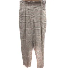 ザラ ベーシック ZARA BASIC パンツ スラックス 総柄 XS 茶 ブラウン /RT