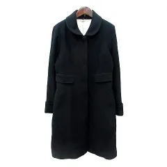 ミッシュマッシュ MISCH MASCH コート ロング 総裏地 ラウンドカラー ウール アンゴラ混 38 M 黒 ブラック /MN